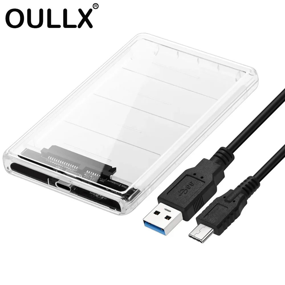 Type C USB3.0 2.5inch HDD Case Transparent SATA  Adapter Hard Drive Enclosure for SSD Disk Box HD External HDD Enclosure