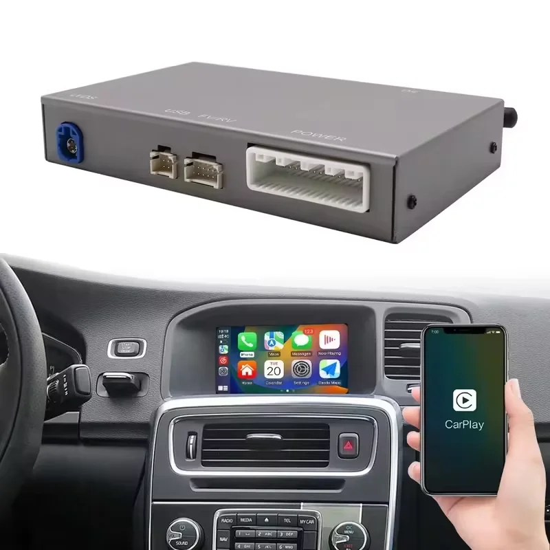 Kabelloses CarPlay Android Auto für Volvo V40 2011-2018 XC60 S60L 7-Zoll-Interface mit Mirror Link AirPlay Car Play Rückfahrkamera Siri GPS Bluetooth Multimedia-Box