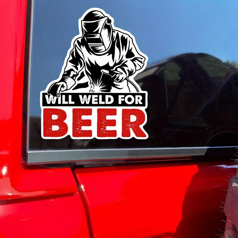 สติ๊กเกอร์ไวนิลลายโลโก้การเชื่อมโลหะ 1 ชิ้น - สไตล์อินดัสเทรียลสำหรับเครื่องมือช่าง/ผนังโรงรถ/แก้วน้ำสำหรับเดินทาง/งานฝีมือ DIY