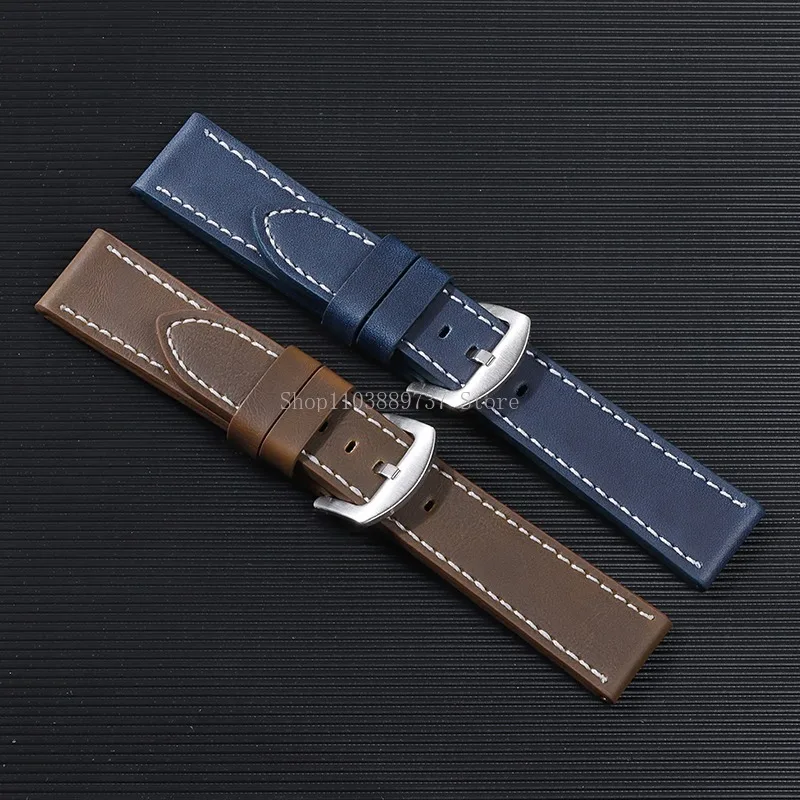 Genuine Leather Universal Straps Men Women Vintage Watchband Sport Bracelet 18mm 20mm 22mm 24mm Replacement Wristbands for Omega image 2