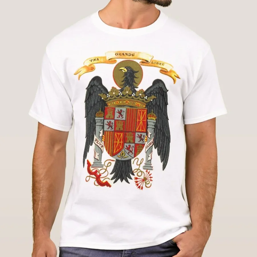 Vintage francisco espanhol imperial águia brasão camiseta 100% algodão o-pescoço manga curta verão casual masculino camiseta