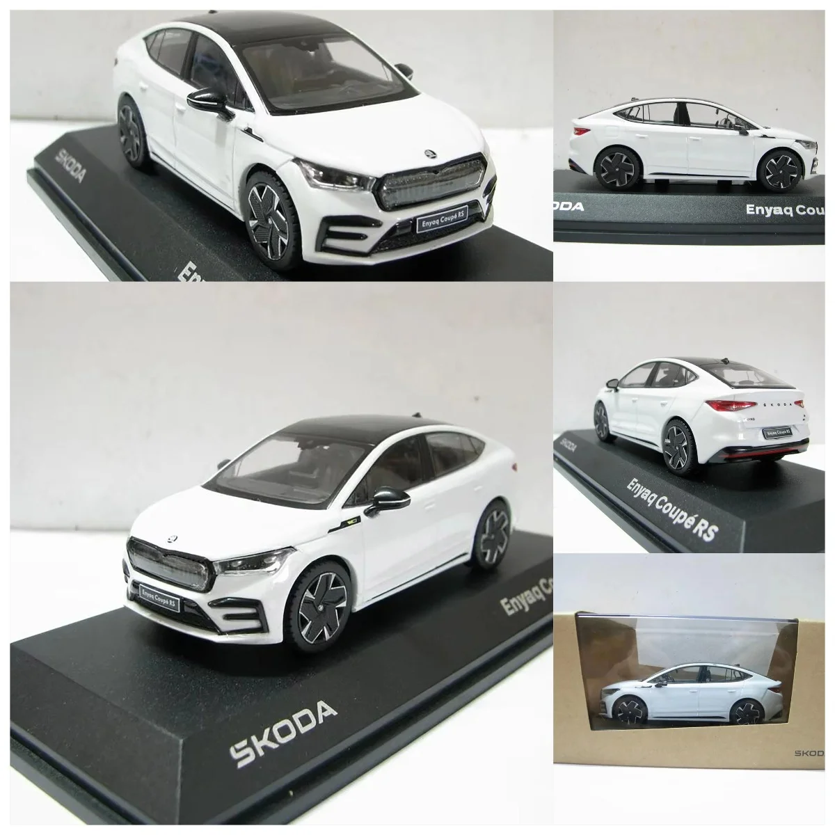 

Масштабная модель автомобиля Skoda Enyaq Coupe RS из литого металла, белая, масштаб 1:43