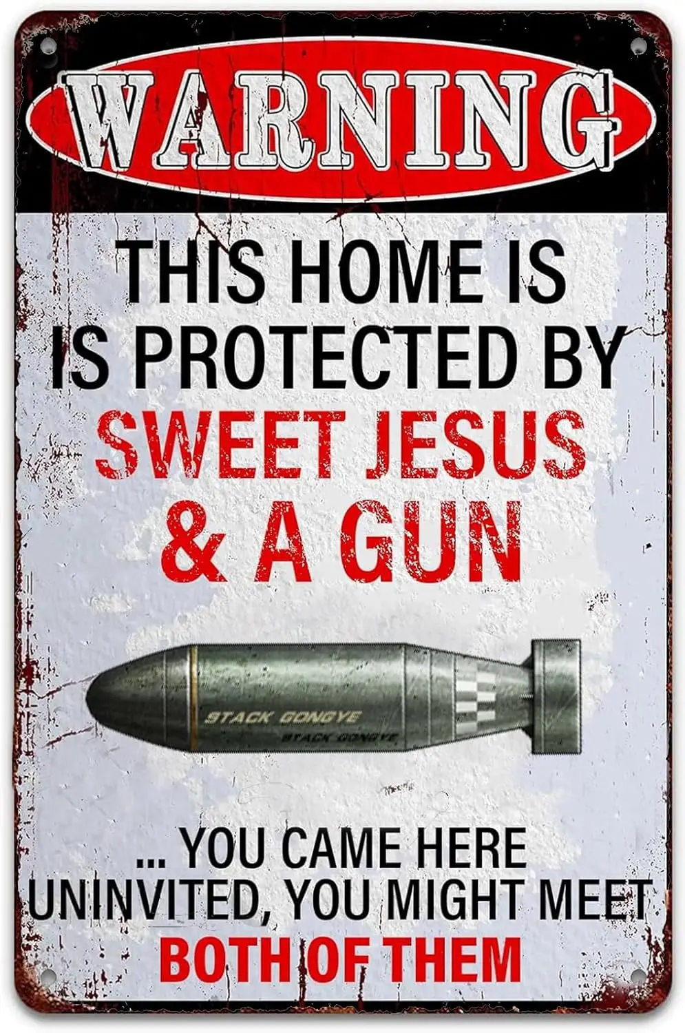 Private Property No Trespassing Sign Warnning This House is Protected God A Gun Trespass You Will Meet Them Both Vintage Wa sign
