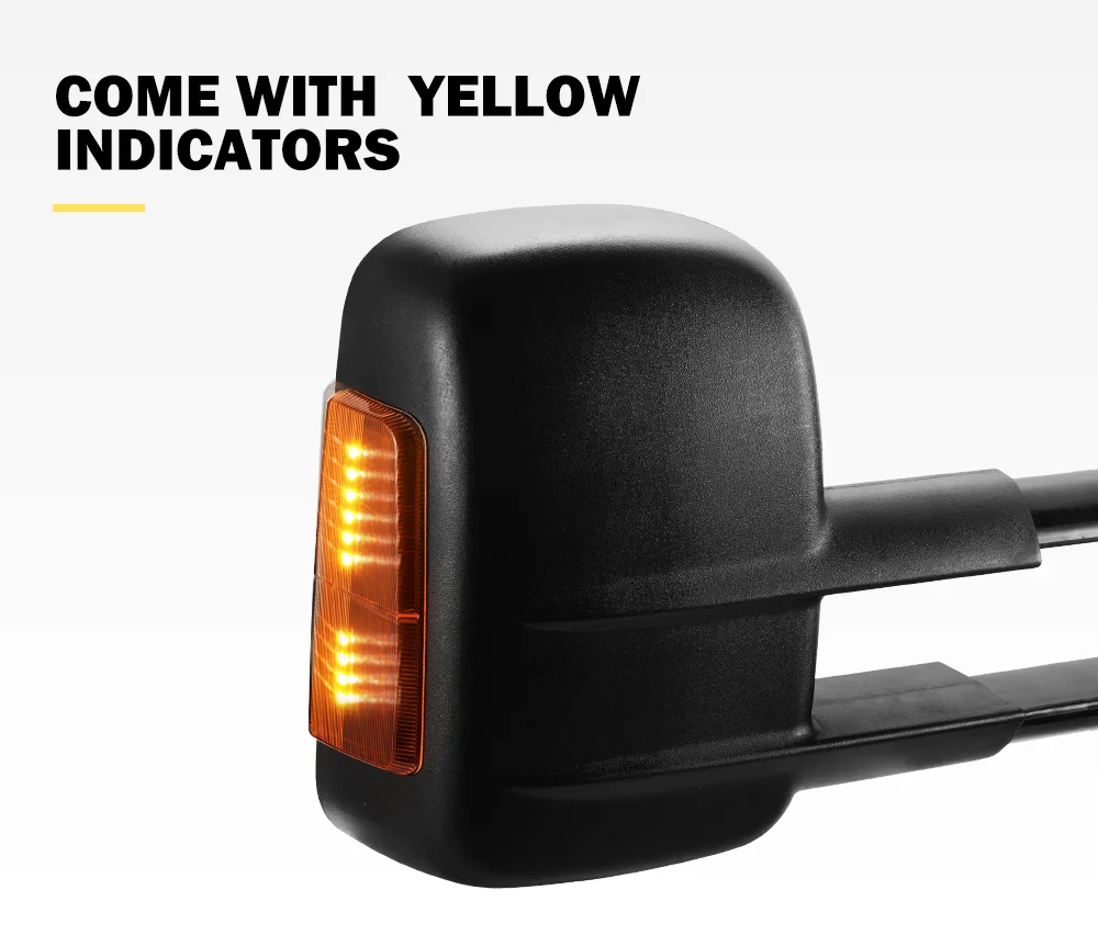 Black Pair Extendable Towing Mirrors For Holden Colorado 2008-2011