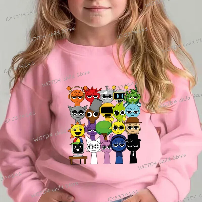 Fashion Sprunki Anime Boys Girls Hoodless Sweatshirt Funny Cartoon Incredibox Game Y2K Sudaderas Casual Sprunki Kid Pullover