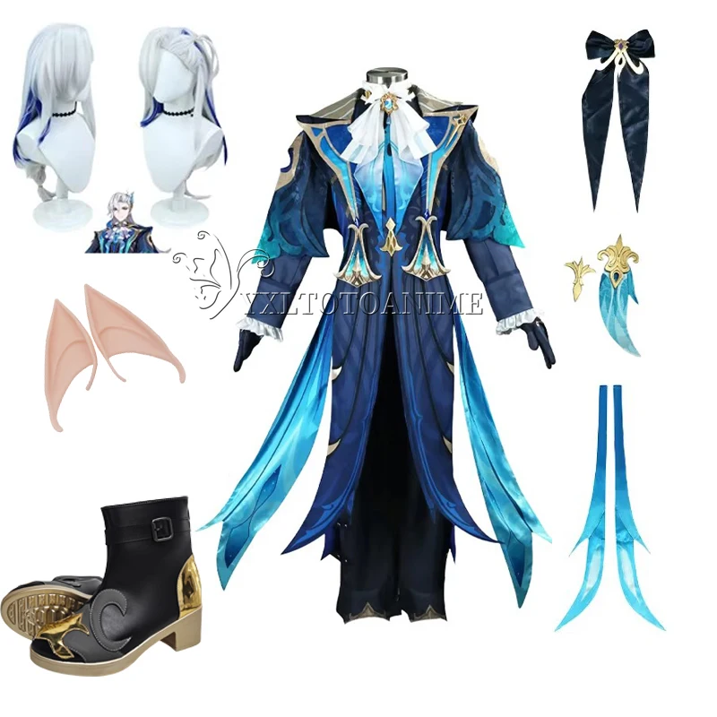 

Asian size Anime Neuvillette cosplay costume set Genshin Impact game cosplay shoe set uniform Halloween set