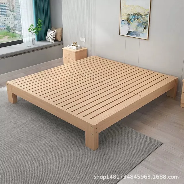 

Beech solid wood bed modern simple 1.8 double single bed 1.5 meters Nordic tatami simple bed frame