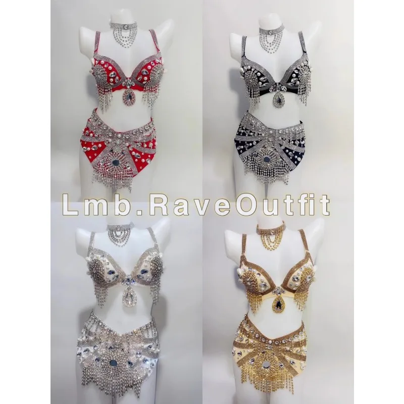 

Customized Waterdrop Heart Full of Diamonds Bikini Luxury Electric Syllable Bounce Di Nightclub Performance Dress