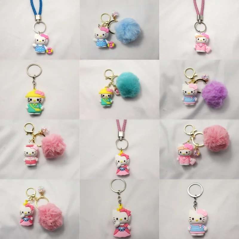 

Kawaii Hello Kitty Keychain Toy Cute Cartoon Anime Women Backpack Decoration Desktop Ornament Student Girl Gift Wholesale