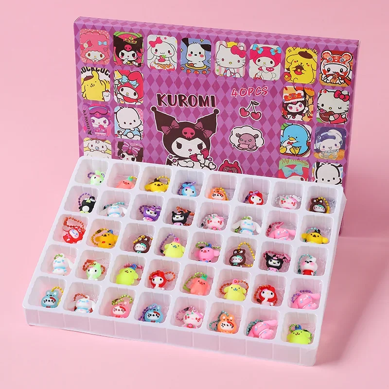 40pcs Sanrio Surprise Blind Box Kuromi Hello Kitty Christmas Advent Calendar Box Cinnamoroll Anime Doll Hanging Toy Gift