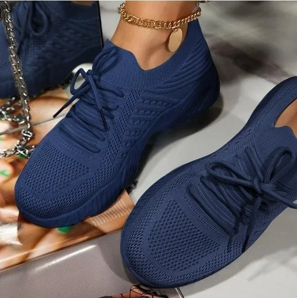 Women Casual Shoes Breathable Sneakers Platform Running Shoe Comfortable Flats Lightweight Lace-up Vulcanized Shoes Plus Size 43