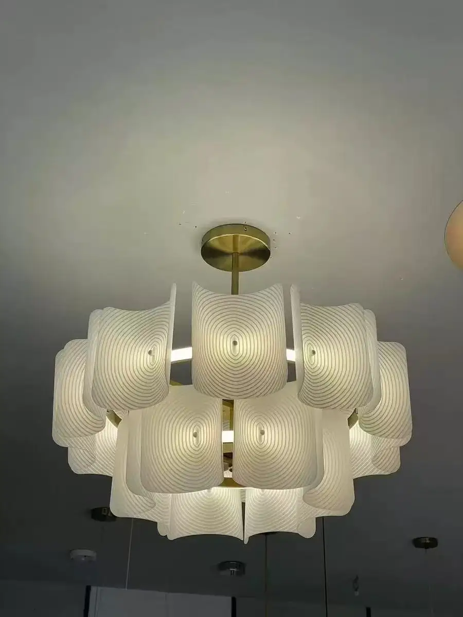 Nordic luxury white acrylic chandelier Wabi Sabi restaurant living room minimalist large chandelier hotel modern home decoration