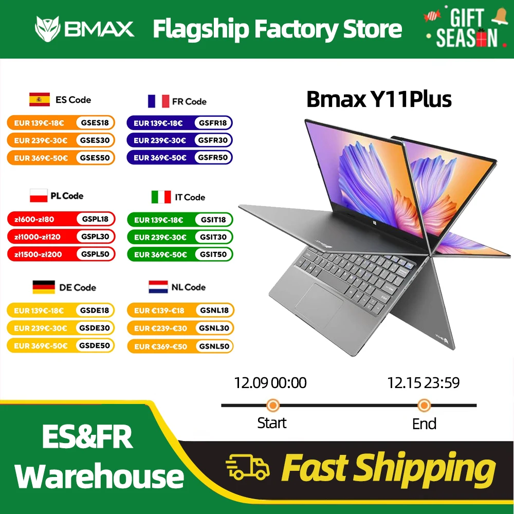 BMAX Y11 Plus Laptop 11.6 Cal 8GB RAM DDR4 256GB SSD Full metalowa obudowa notebooka 11 360 stopni ekran dotykowy Intel N5100