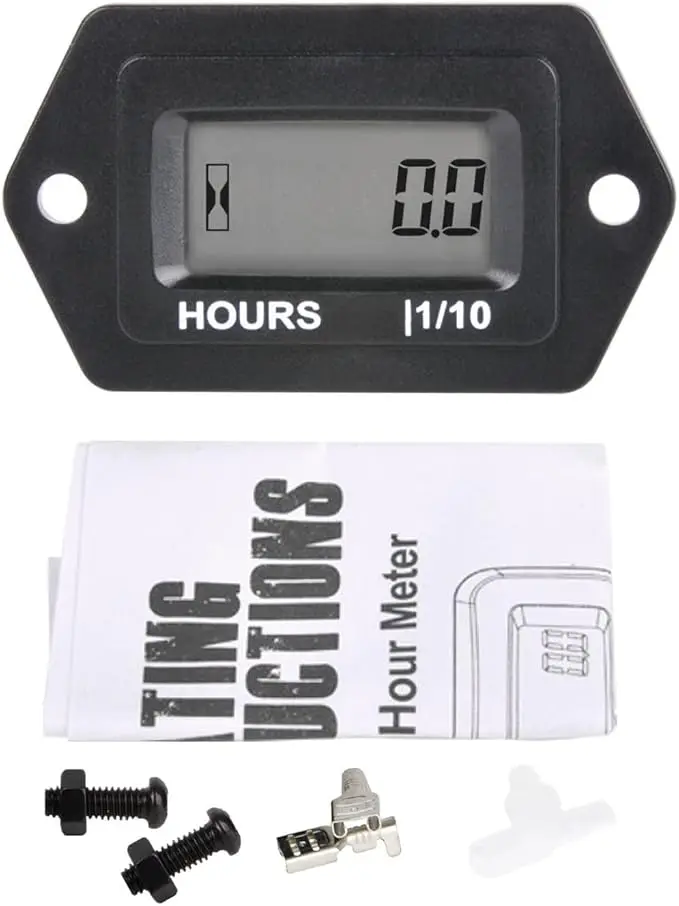 AC/DC 5V to 277V, Digital Hour Meter Kits,Hours Accumulate for Garden Tractor Generator Compressor ATV Outboard Motor Golf Cart