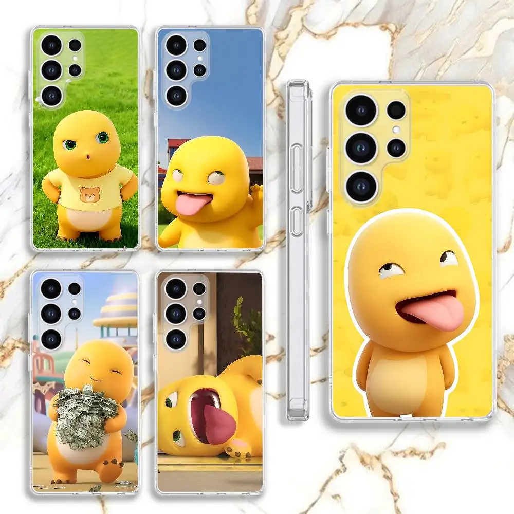 Chubby Yellow Dinosaur Nailong Phone Case For Samsung Galaxy S24 S22 S25 S23 S21 S10 S9 Ultra Plus 5G Clear Cover