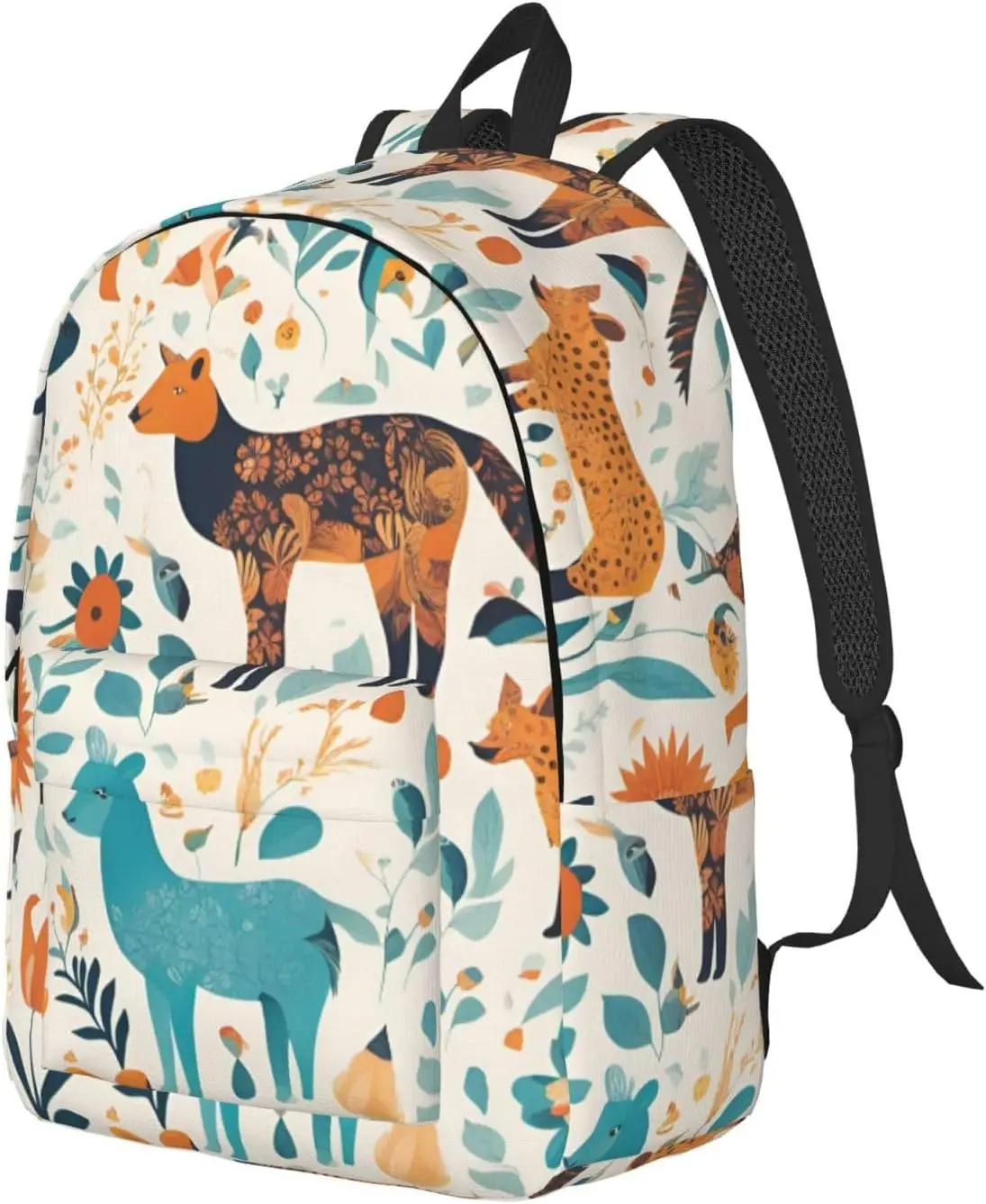 Cute Floral Animal Pattern 1 Canvas backpack, lightweight and casual travel bag, comfortable and spacious