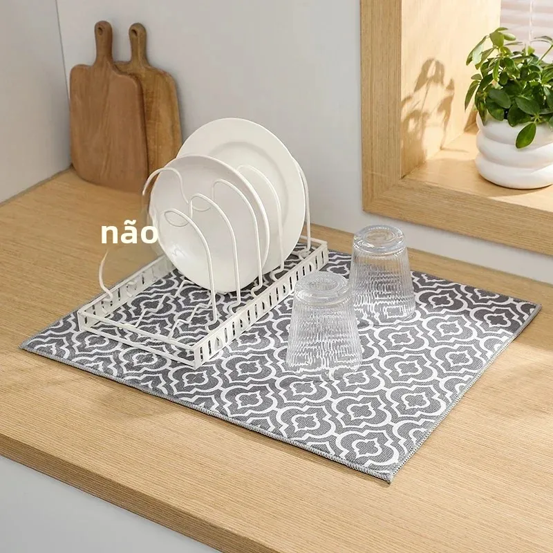 1 pacote esteiras de secagem de prato para balcão de cozinha absorvente reversível esteiras de secagem protetor de bancada de cozinha prato escorredor almofada