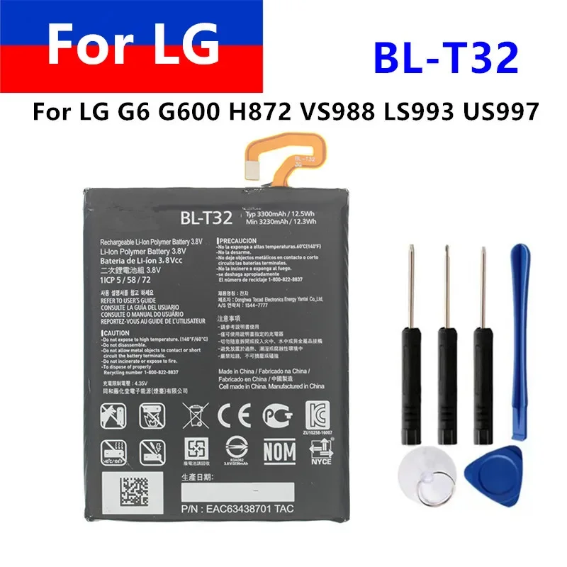 

Mobile Battery BL-T32 3300mAh For LG G6 G600 H872 VS988 LS993 US997 BL T32 Lithium Polymer Accumulator