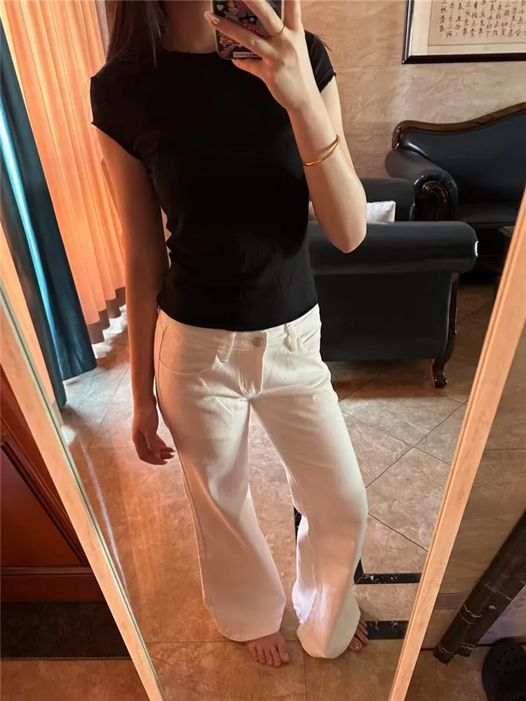 

Loose Wide Leg Jeans Women's Spring Autumn Low Waist Bell Bottoms Vintage American High Street Style Slimming Denim Pants