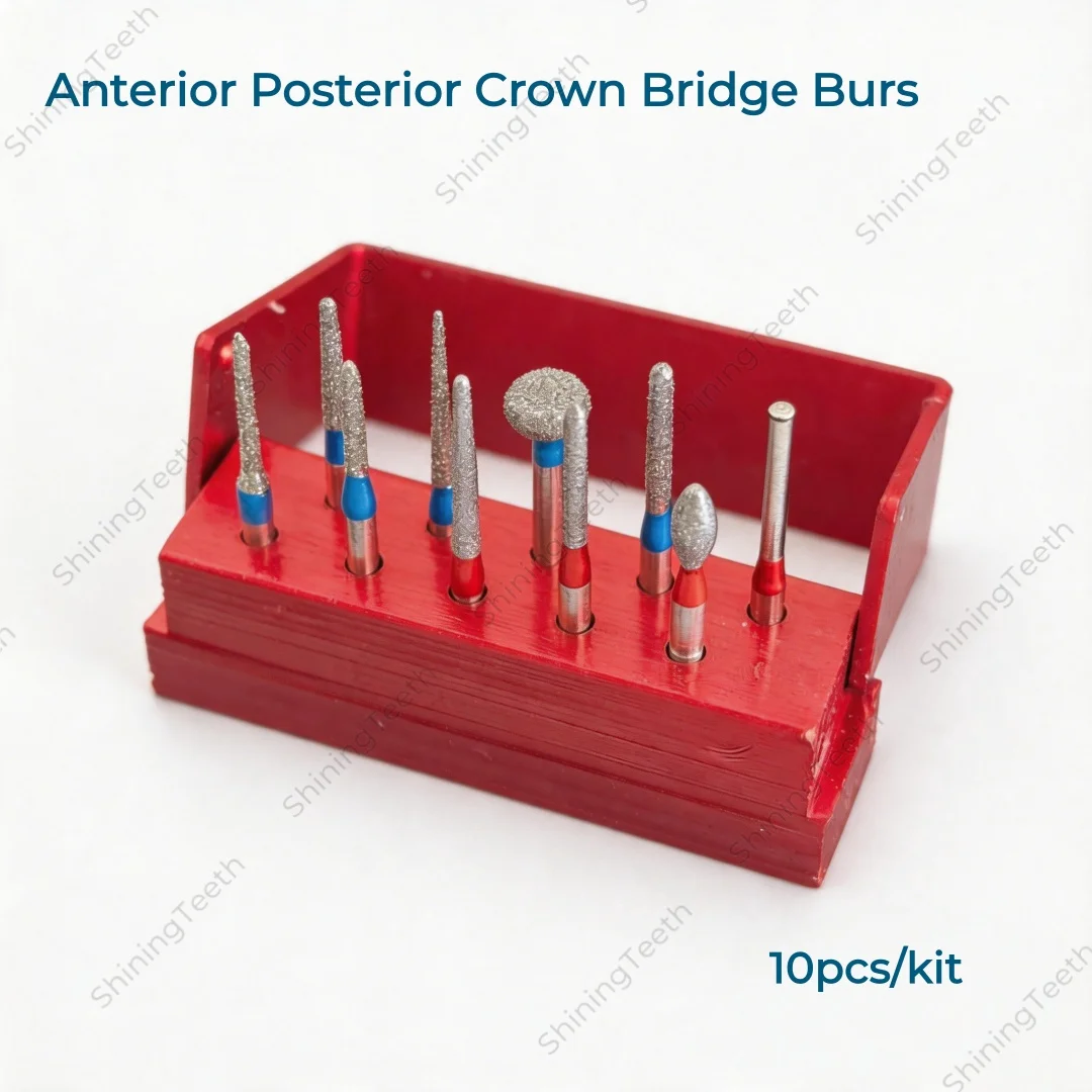 Dental Bridge Preparation Anterior Posterior Crown Diamond Burs Silver 10Pcs/kit