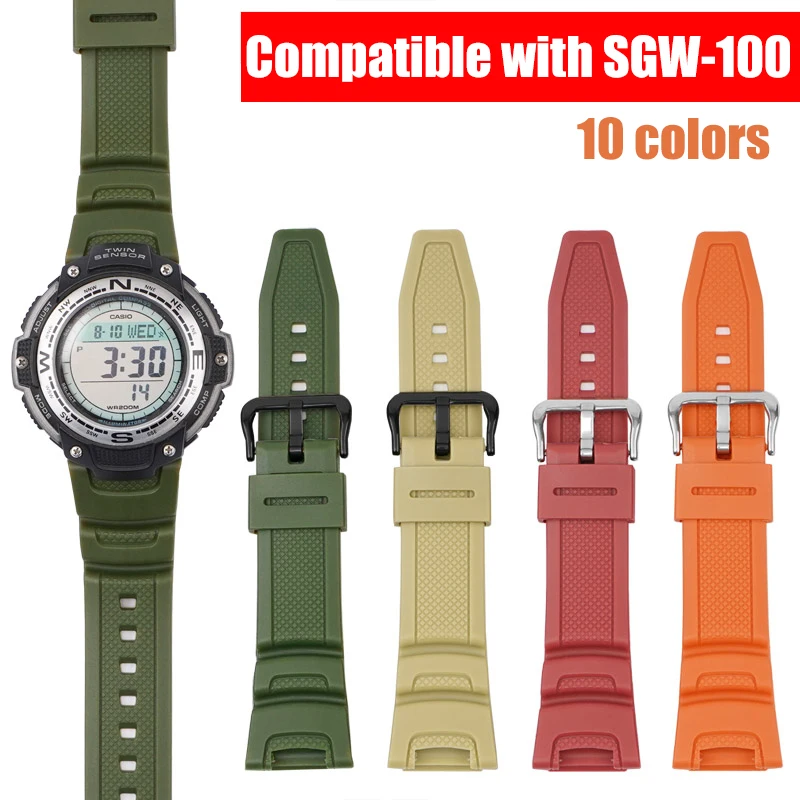 Strap for Casio G-SHOCK SGW-100 Resin Silicone Sport Waterproof Watch Band Men Women Special Concave Bracelet Accessories