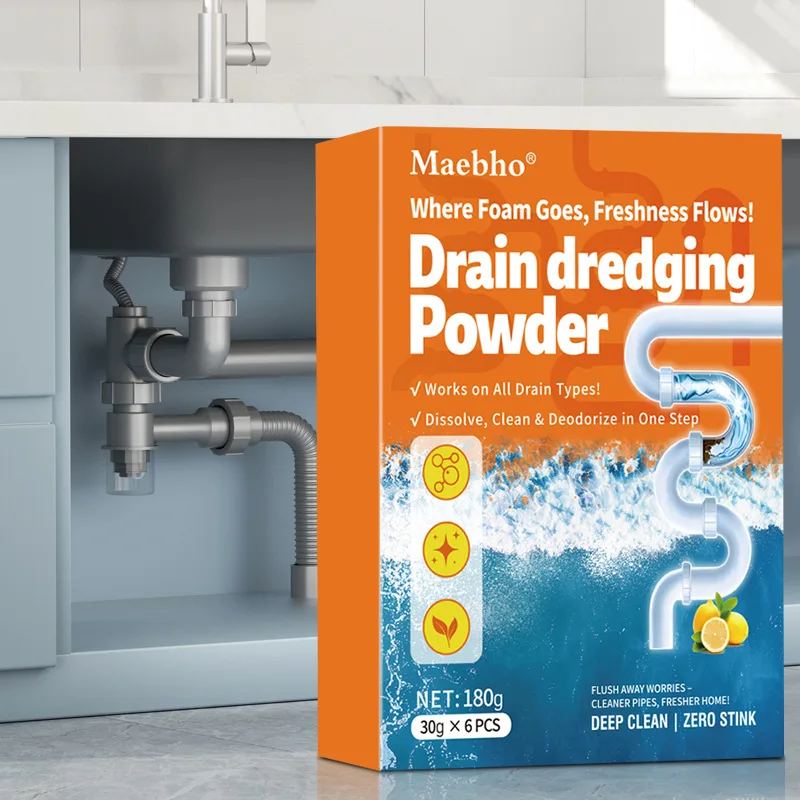 6 Pack Clearance Pipe Cleaning Powder Sewer Cleaning Powder Pipe Dredging Powder Floor Oil Blockage Dissolving Deodorizing New view 3