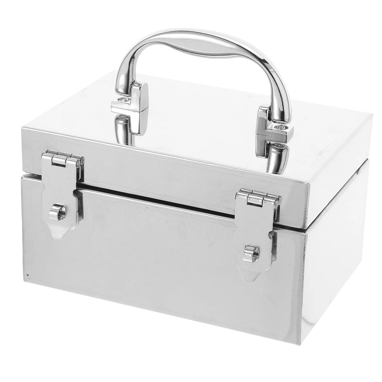 Stainless Steel Toolbox Money Container Locking Storage Tote Cash Boxes Security Chest Tin