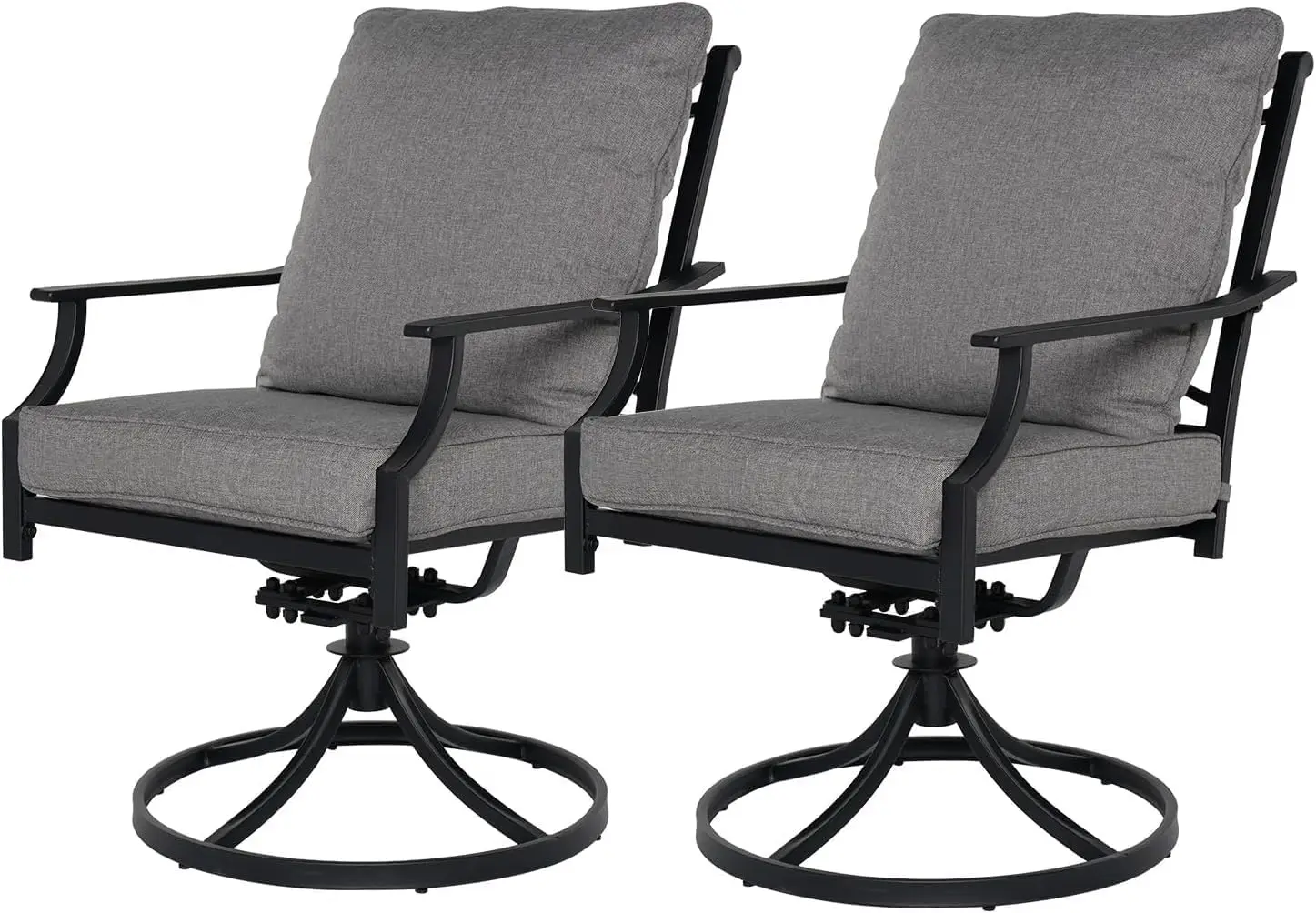 Обеденный набор на 2 человека, обеденный набор на открытом воздухе с электронным покрытием, 2 вращающихся обеденных стула, набор уличной мебели с подушками Olefin, серый