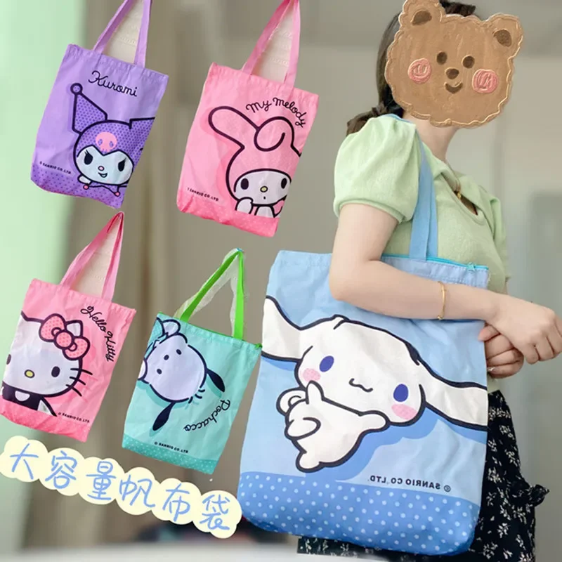 

Sanrio hello kitty Girl Shoulder Bag kuromi Handbag Cute Shopping storage Bag Environmental Protection Bag reusable bag