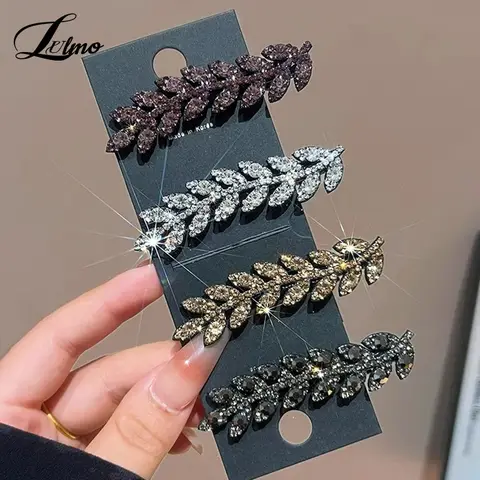 2/4 Uds. Accesorio para el cabello único y elegante, pinza para el cabello brillante, horquilla de moda, pasadores de diamantes de imitación brillantes, horquilla con forma de trigo