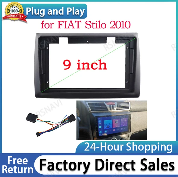 2 Din 9 Inch Car Radio DVD GPS Mp5 Plastic Facia Panel Frame for FIAT Stilo 2010 Dash Mount Kit