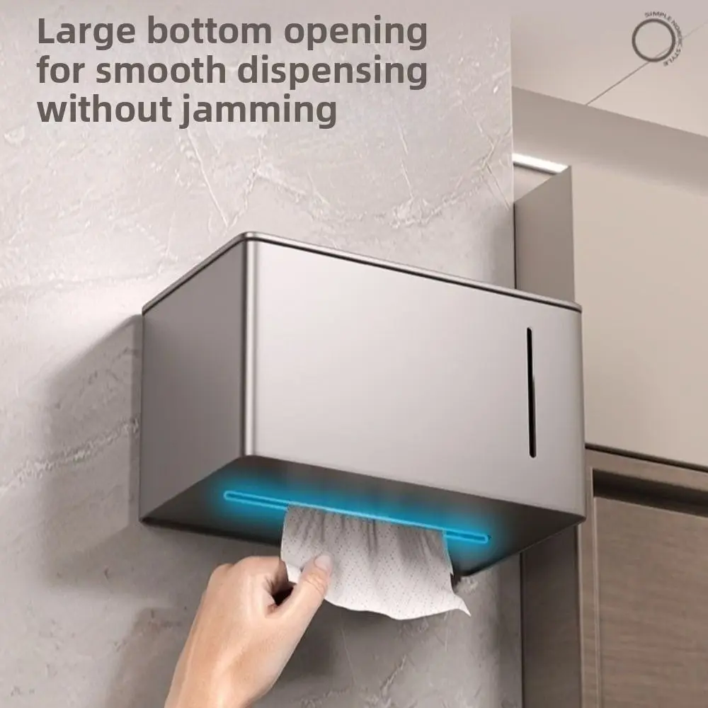 Wall-Mounted Toilet Paper Holder Waterproof Non Perforated Bathroom Tissue Rack High Quality Metal Tissue Storage Case Hotel view 3