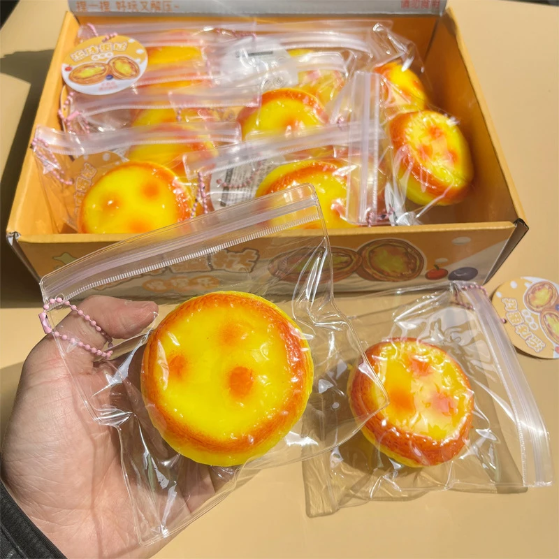 Cartoon Egg Tart Squeeze Decompression Toy Creative Kawaii Simulated Food Toys Cute Slow Rebound Stress Toys Children Gifts