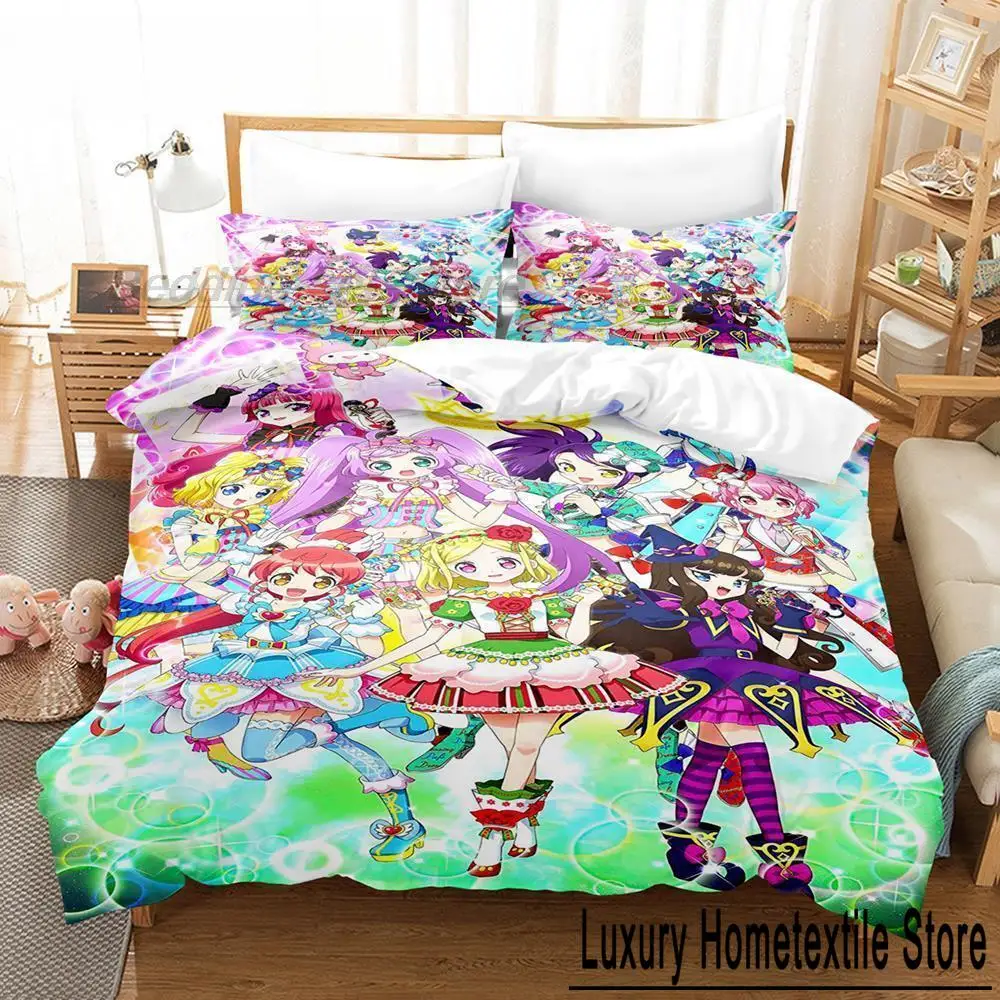 

3D Kawaii Girls Idol Time Pripara Bedding Set Single Twin Full Queen King Size Bed Set Adult Kid Bedroom Anime bed sheet set