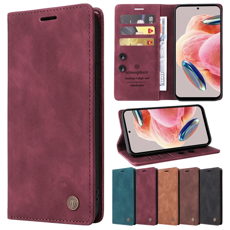 Dla Xiaomi Redmi 12C 10 9 9A 9T Note 12 12S 12 Pro Plus 11 Pro 10 Pro 9 Pro 9S 8 Pro Poco X3 Pro F5 portfel magnetyczny skórzany futerał