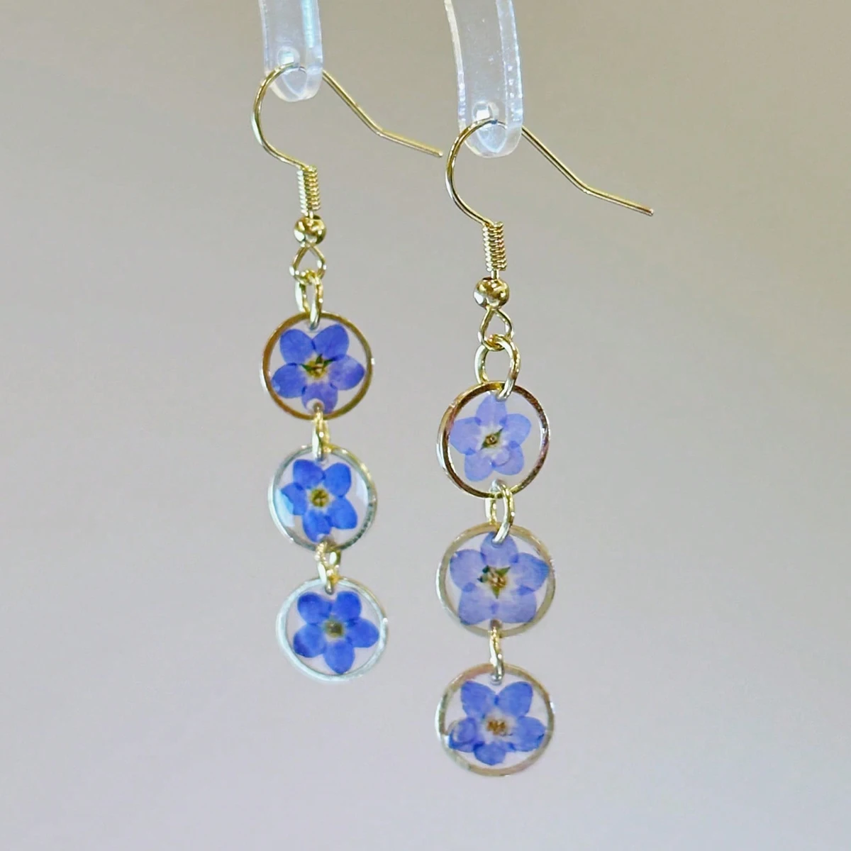 Blue Forget Me Not Flower Tassel Earrings Handmade Eternal Flower Earring Jewelry Mother's Day Valentine's Day Gifts