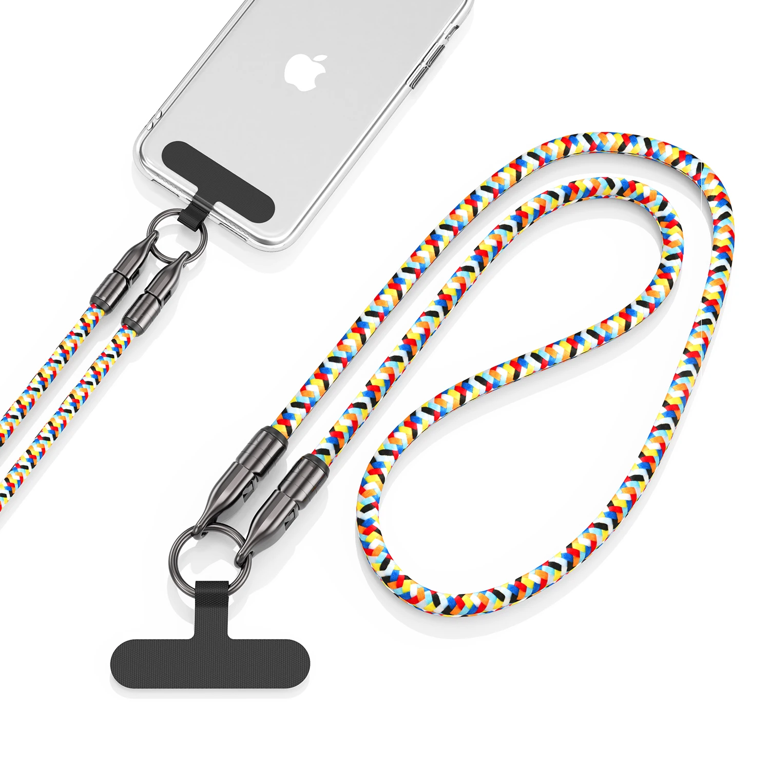 1.2M Mobile Phone Lanyard 240W Fast Charging Type-C Cable Universal Case Crossbody Shoulder Card Neck Cord Clip Hang Wrist Strap