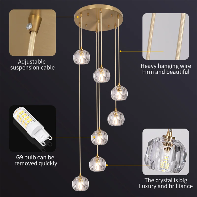 Modern Crystal Sconce Lamp G9 Wall Sconce Aisle Door Front Lights Sleeping Copper Wall Lights Bedside Lamp For Bedroom Fixtures