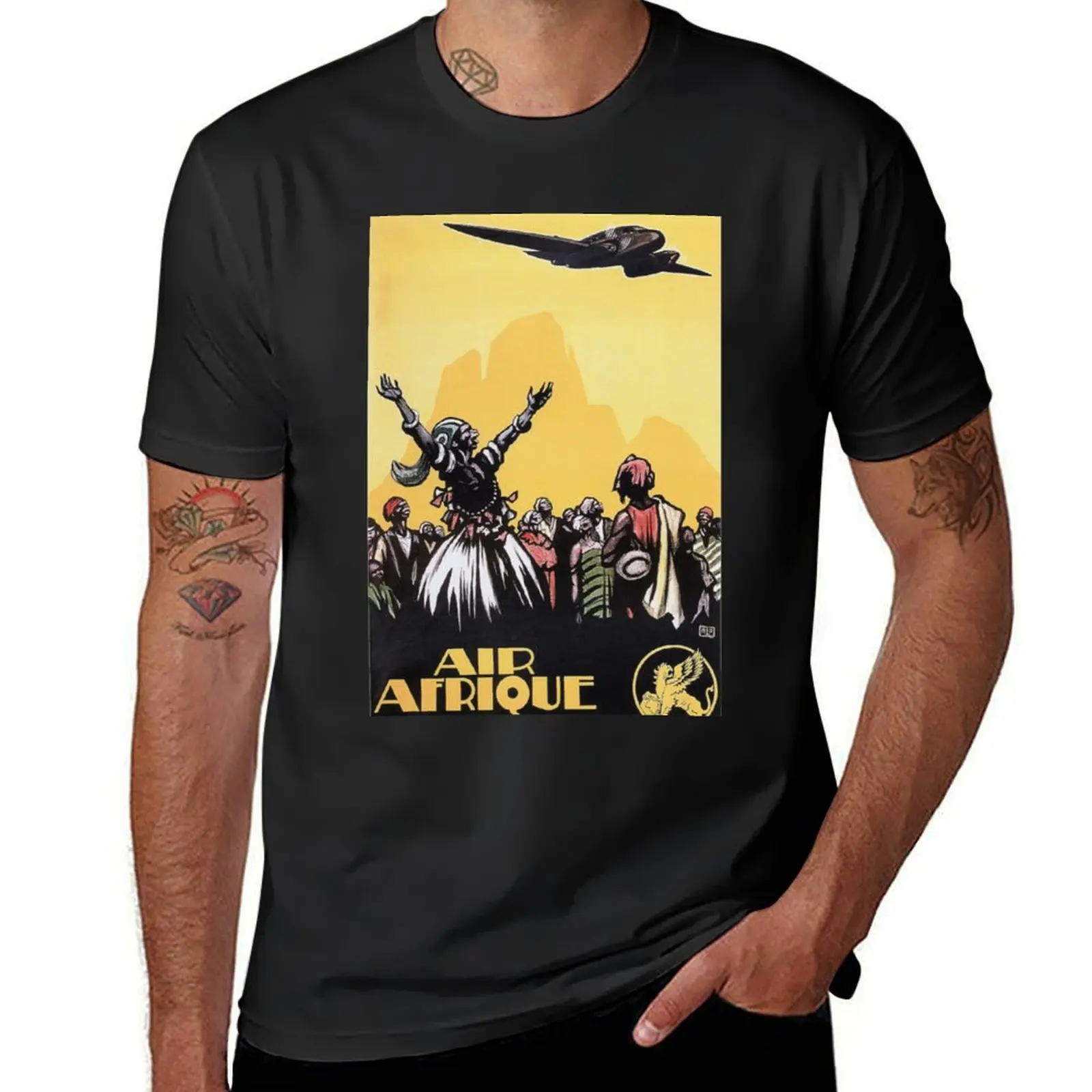 AIR AFRIQUE Airline Line of Bamako Africa Vintage Plane Travel T-Shirt summer tops aesthetic clothes summer clothes mens clothes