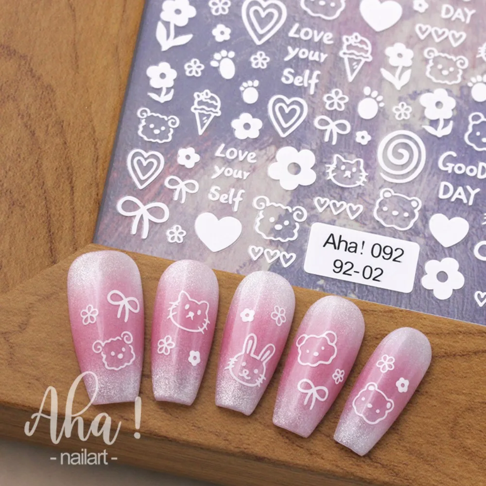 Cat Dog Bunny Bow Graffiti Nail Stickers Graffiti Animal Nail Accessories Graffiti Nail Decals Bowknot Nail Supplies