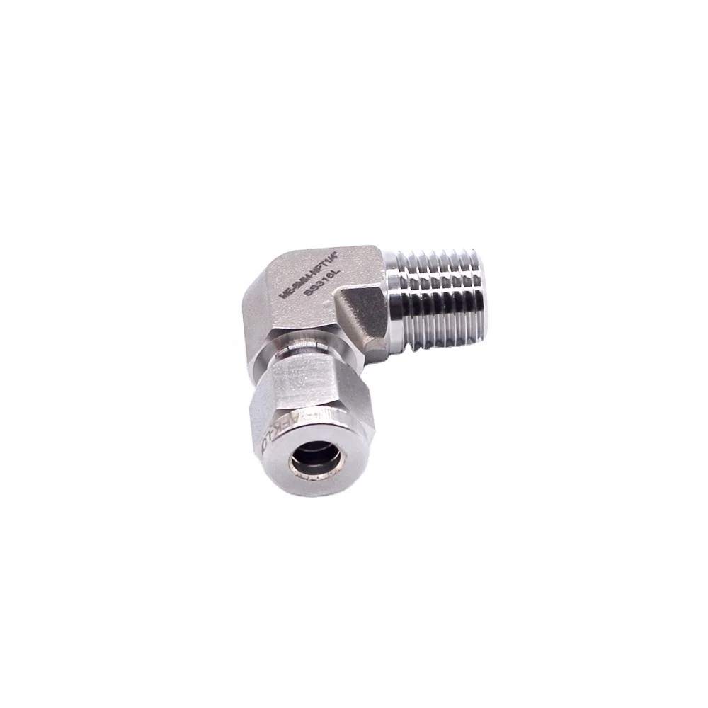 SS316 Forged Male Elbow Stainless Steel Tube Fittings with Plastic Hexagon Connection NPT Connector for Water Gas 6mm Equal Head