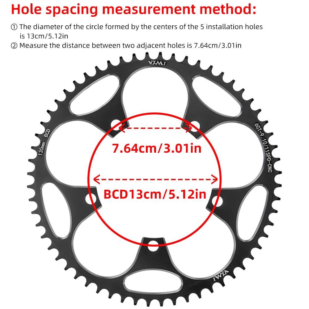 VXM Road Bicycle 130BCD Crank Chainwheel BIke Aluminum Alloy 38T40T42T44T46T50T52T54T565860T Narrow Wide Chainring Cycling Parts view 2