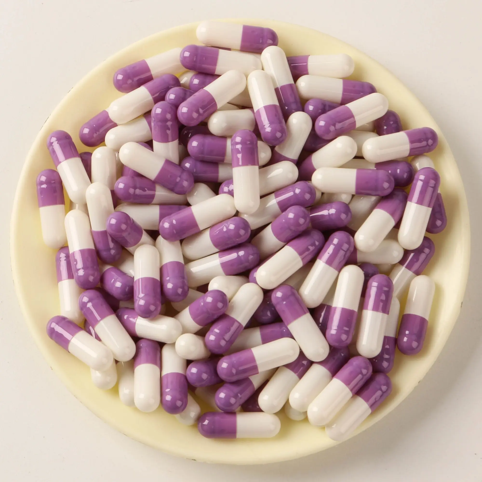 10000pcs 0# Purple White Color Capsules Hollow Gelatin Capsules Empty Capsules Shell Seperated