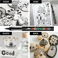 8pcs Black and White Acrylic Paint Markers Set, Large Ink Capacity, Acrylic Markers for Illustration Sketching, Wood, Glass, Fab 4