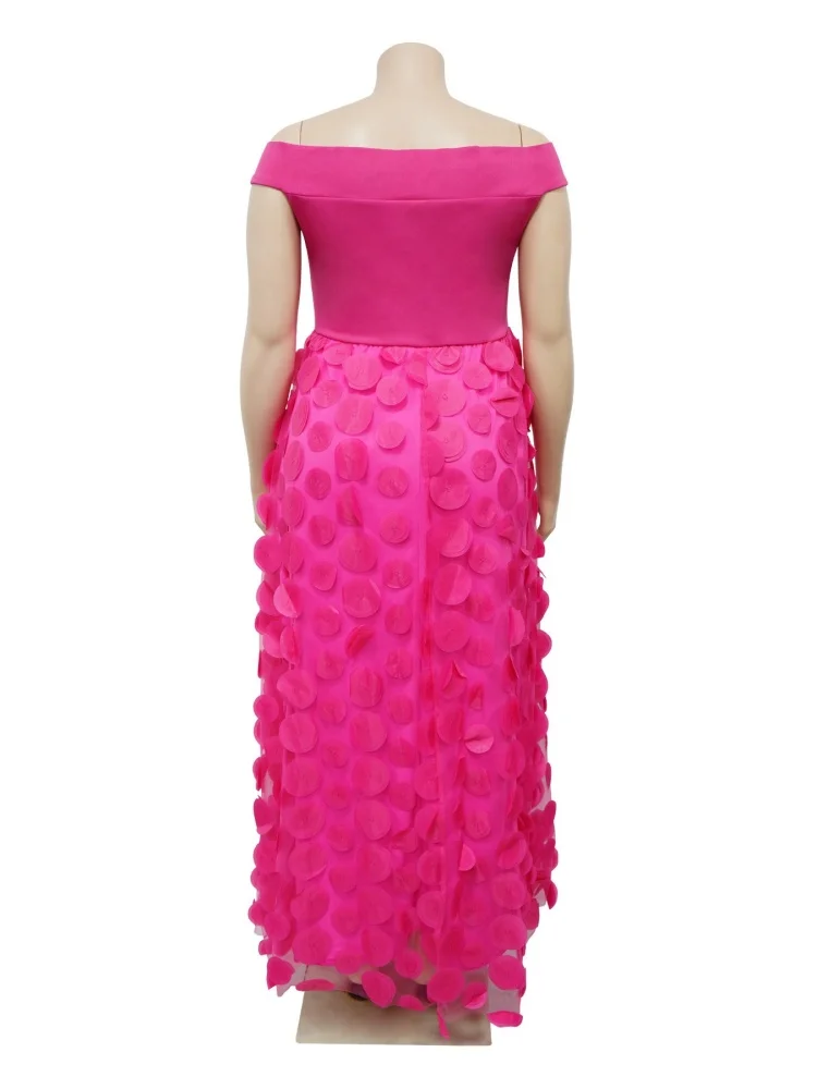 فساتين Wmstar مقاس كبير للنساء للبيع بالجملة فستان شبكي مرقع بدون أكتاف عالي الخصر لحفلات أعياد الميلاد المسائية جديد في الصيف #6