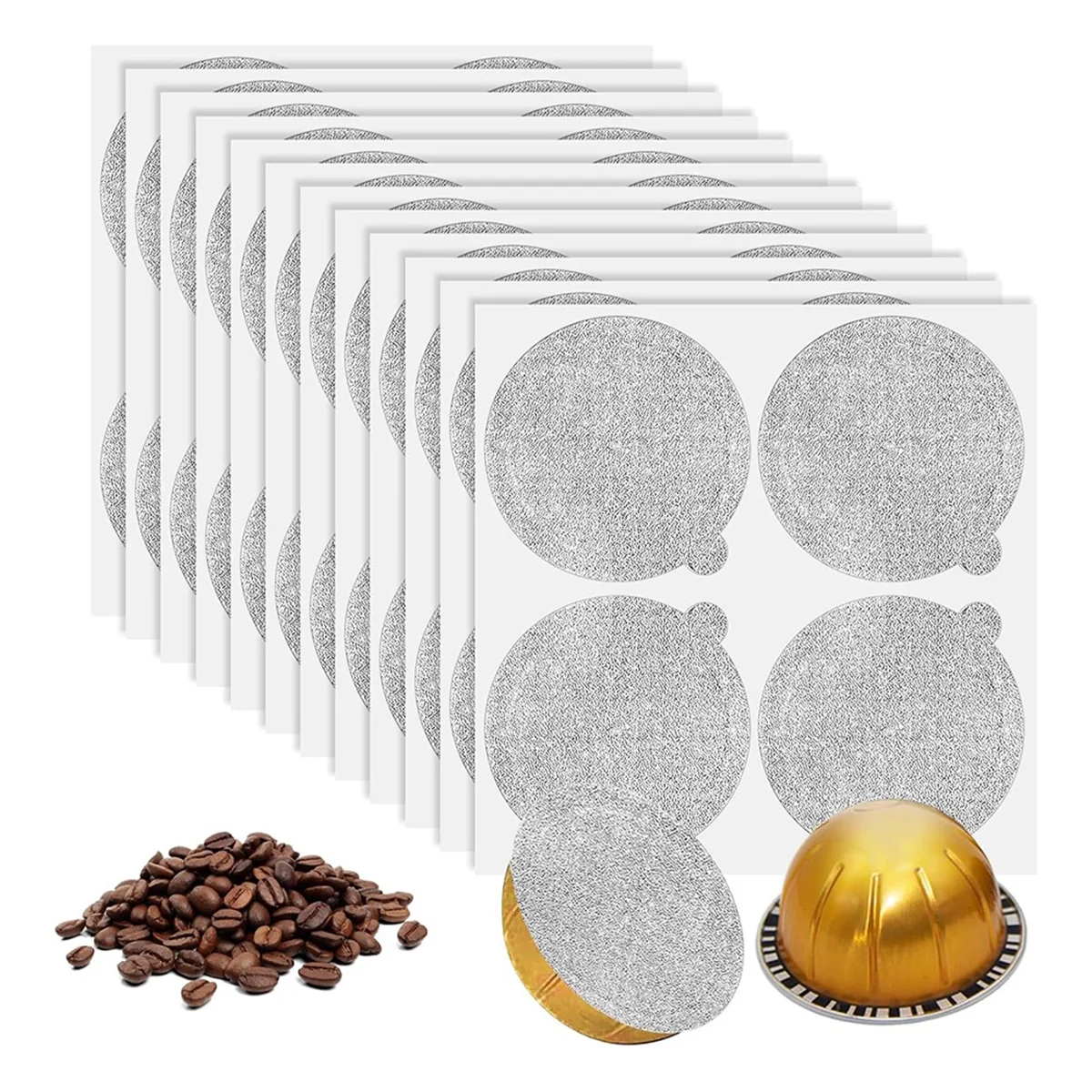 Aluminum Foils Lids Seals - Reuse Capsules Coffee Pods 120Pcs, for Vertuoline Vertuo Reuse Coffee Pods Cover Seals 62mm