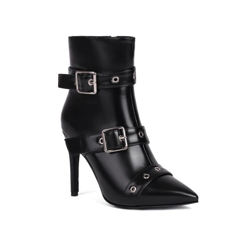 New Arrival Ankle Boots for Women High Thin Heels Buckle Belt Fashion Winter Women Boots Pointed Toe Female Booties WSH5010