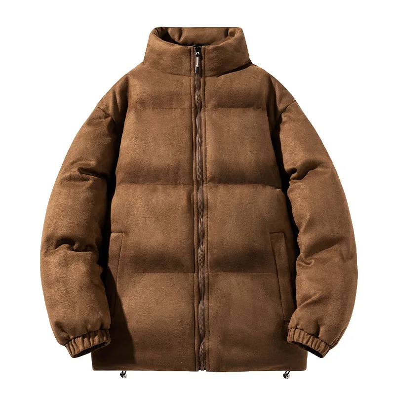 New style canvas fleece casual men's trendy fashionable simple casual cotton coat with a stand-up collar