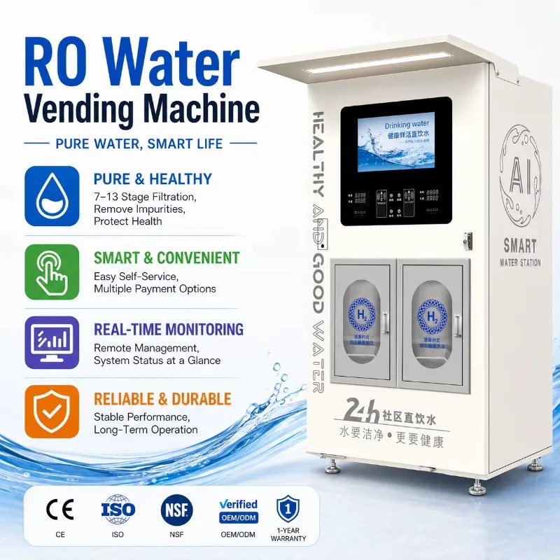 Water Vending Machine RO Water ATM Drinking Dispenser Purified Coin Operated Self-Serve for Railway Station Custom