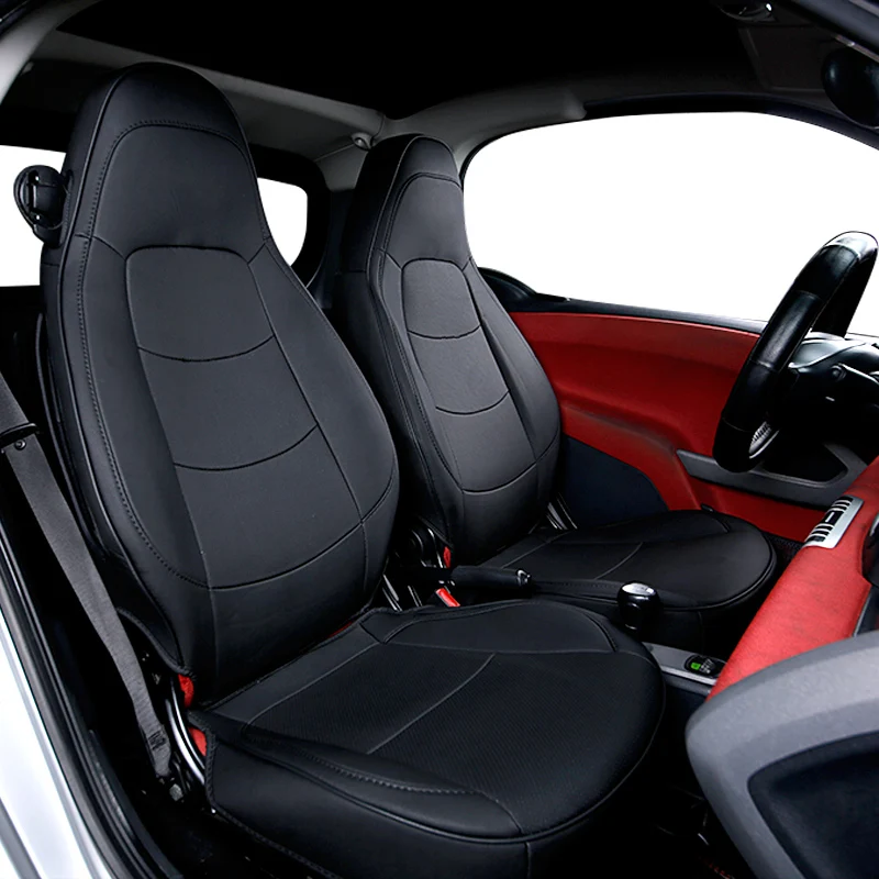 

Custom Leather Covers Car Seats For Smart 451 Fortwo 2009-2014 Interior Accessories All Seasons Universal Front Seat Protector
